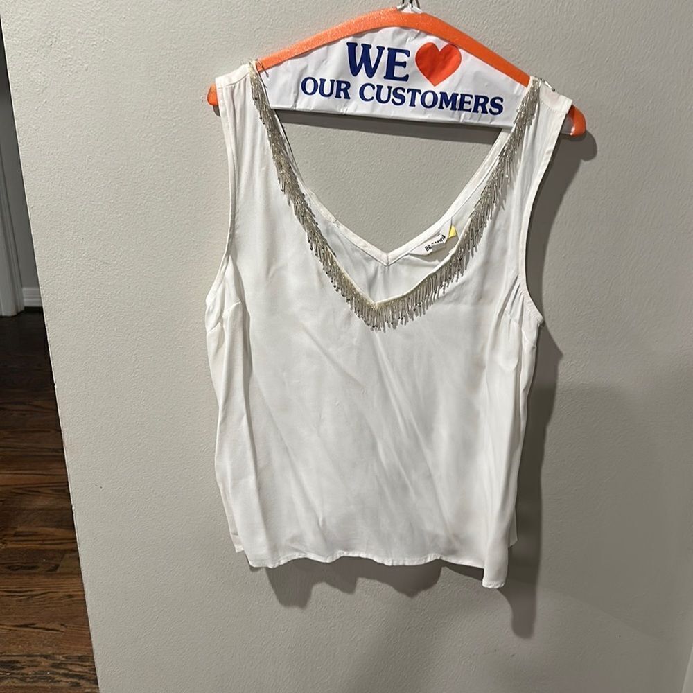 BB dakota powers v neck beaded tank top L